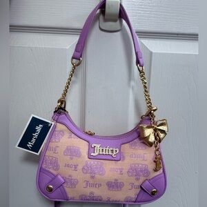 NWT Juicy Couture Vintage Couture Shoulder Bag with Bow in Pink Diamond/Violet